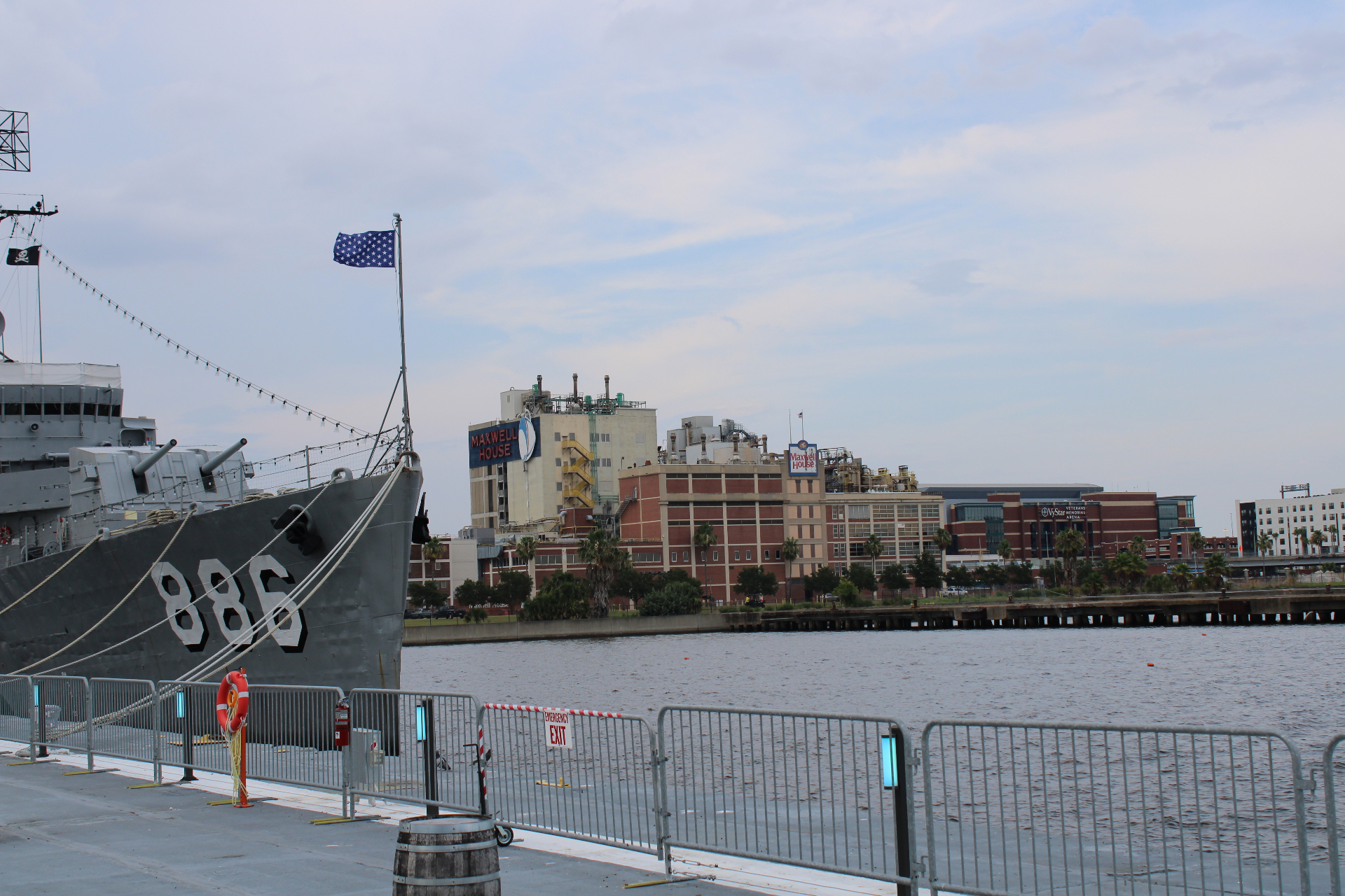 Riverfront view beside the USS Orleck during the Life Well Balanced dinner